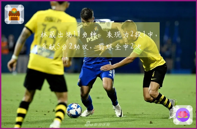 林葳出场11分钟，表现为2投1中，贡献5分2助攻，罚球全中2次